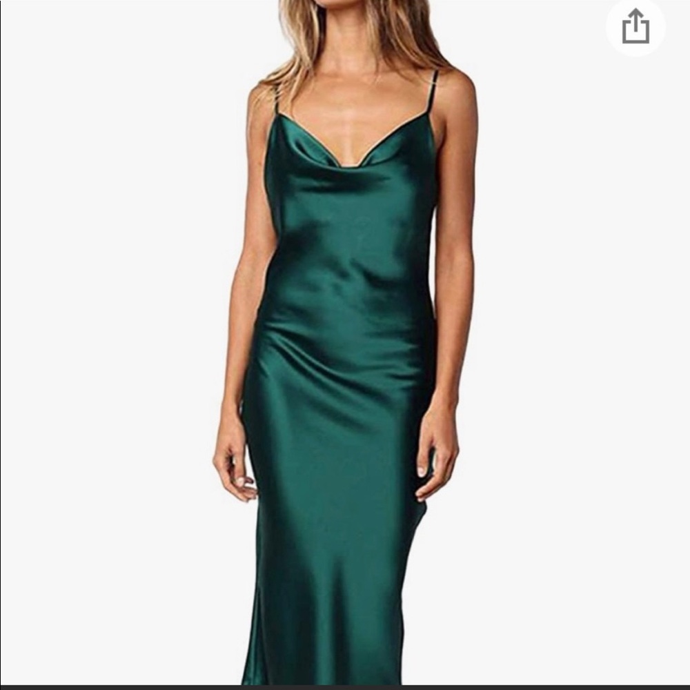 NWT Size M Green Cowl Neck Slip Dress with Adjustable Straps